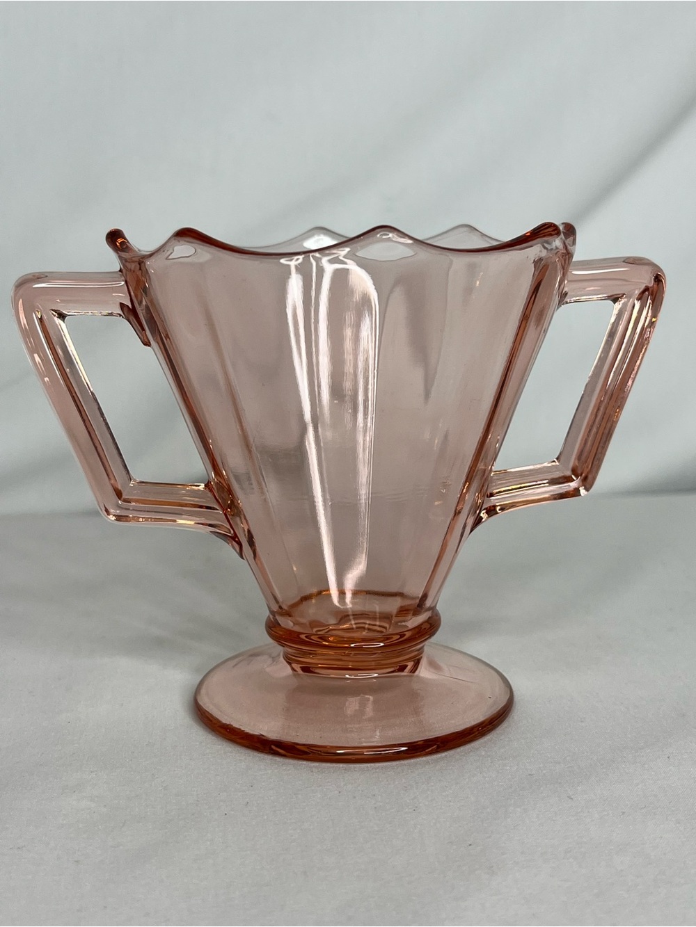 Vintage 1930s Imperial "Molly" Pink Depression Glass Art Deco Open Sugar Bowl